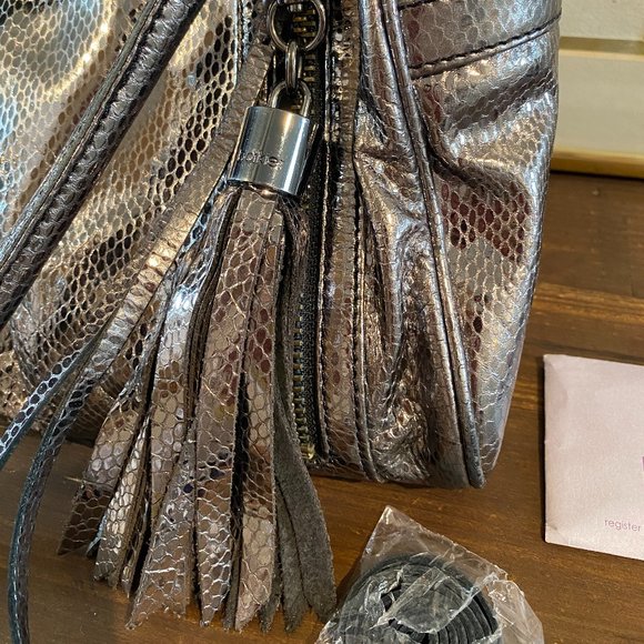 Botkier Jackie Pewter Snake Satchel Metallic Brand - Picture 15 of 15
